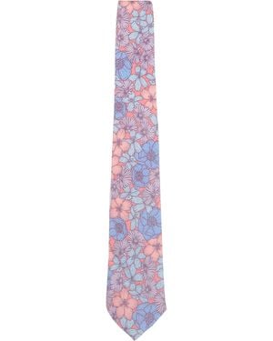 lords of harlech Taddeo Dense Floral Merino Tie - Purple