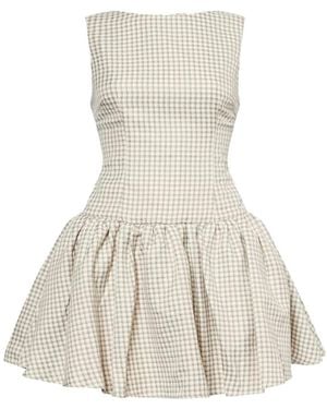 Amy Lynn Twiggy Pure Cotton Gingham Check Mini Dres - White