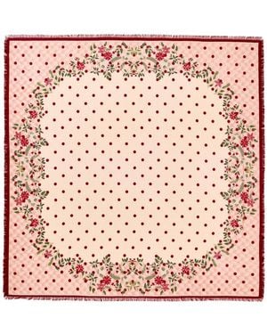 Asyii Rose Token Of Luck Silk-Wool Square Scarf - Pink