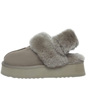 EverAu Australia Fantail Leather Slippers With Two Removable Straps - Grey