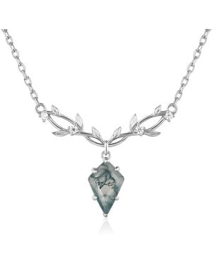 Azura Jewelry New York Elven Entwine Moss Agate Necklace Vermeil - Metallic