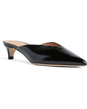 Beautiisoles by Robyn Shreiber Made in Italy Gal Leather Mule Comfortable Low Heel Elegant For Work & Valentine Evening - Black