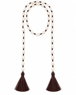 Lalinde Solène Pearl Tassel Necklace - White