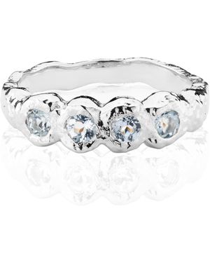 Aaria London Juno Molten Hammered Topaz Ring - White