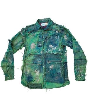 Zasta Studio Wearable Ruins Shredded Denim Colored Shirt A - Green