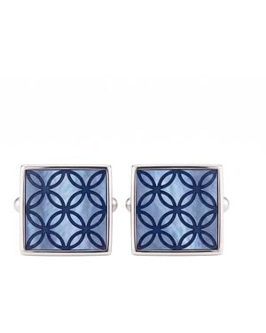 Simon Carter Mother Of Pearl Geo Petal Cufflinks - Blue
