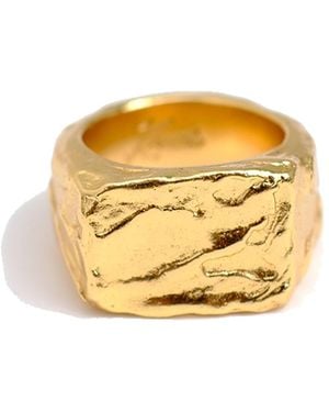 Krush Kaomi Molten Rectangular Signet Ring - Metallic