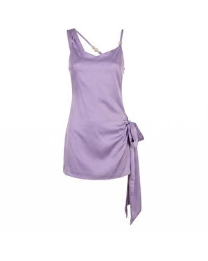 Clerestory Naiome Pearl Embellished Open Back Mini Dress - Purple
