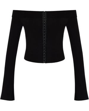 Khéla the Label Hooked Up Off Shoulder Top With Hook And Eye Closure - Black