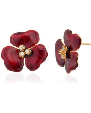 Milou Jewelry Trillium Flower Earrings - Red