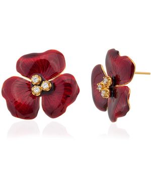 Milou Jewelry Trillium Flower Earrings - Red