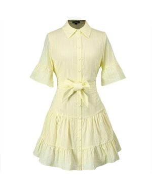 Smart and Joy Fit-And-Flare Tiered Ruffles Mini Shirt-Dress - Yellow