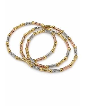 Freak Vault Rose Neutrals Tri-Tone Luxe Bead Bracelet Set - Metallic