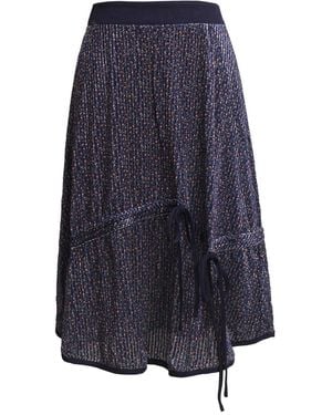 Smart and Joy Trapeze Velvet Skirt With Liberty Print And Satin Bias - Blue