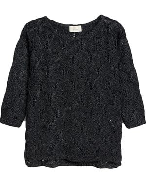 Peraluna Gina Sparkly Pointelle Knit Blouse - Black