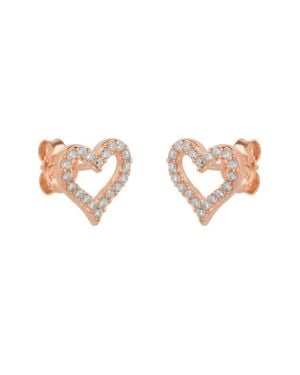 Spero London Heart Sterling Stud Earrings - Pink