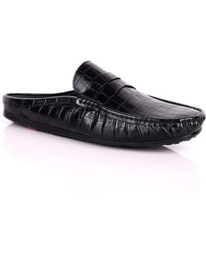 DAVID WEJ Alfred Croc Half Slippers - Black