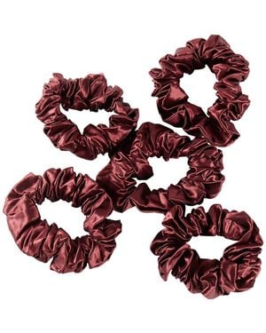 Soft Strokes Silk Pure Mulberry Silk Regular Scrunchie Set Of Five - Red