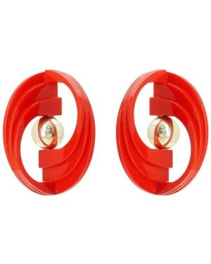 Gissa Bicalho Handmade Acrylic Earring Bow - Red