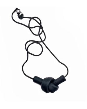 WAIWAI Leather Knot Necklace - Black