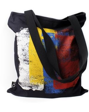 Qu Colored Rollers Canvas Tote Bag - Blue