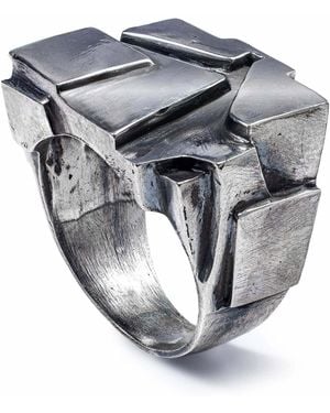 German Kabirski Nexus Oxidized Band With Broken Glacier Effect - Metallic