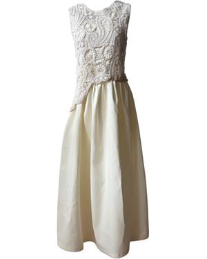 London Atelier Byproduct Neutrals Cream Crochet Maxi Cotton Dress - Natural