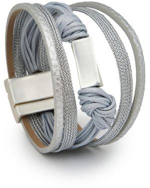 Saachi Rectangle Charm Cord Bracelet - Metallic