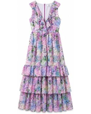 NEVA Soraya Wedding Guest Maxi Dress – Ortensie Floral Print - Purple