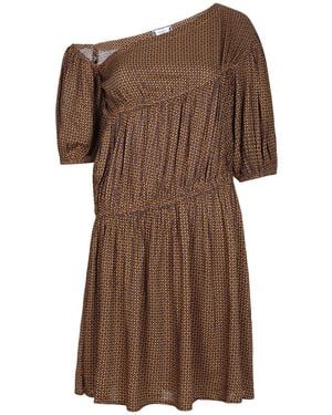 Maison Qala Ochre Bloom Midi Dress - Brown