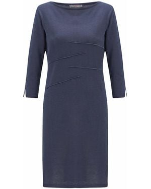 Peraluna Boat-Neck Knitted Summer Dress - Blue