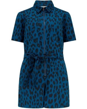 Sugarhill Logan Playsuit Petrol, Ikat Leopard - Blue