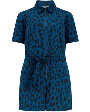 Sugarhill Logan Playsuit Petrol, Ikat Leopard - Blue