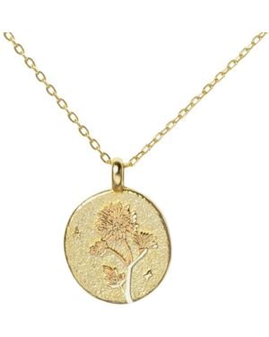 Little Sky Stone Chrysanthemum November Birth Flower Gold Necklace - Metallic