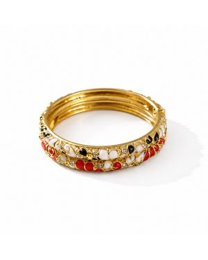 Nuvv Collection Enamel Luxe Bangle Set – Ivory - Metallic