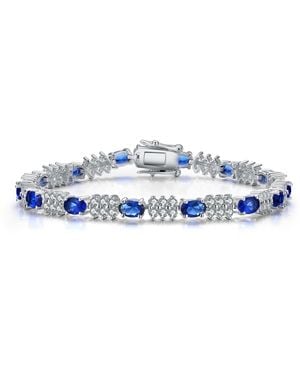 Genevive Jewelry Rachel Glauber Classic Plated Tennis Bracelet - Blue