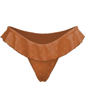 Blackbough Swim Makayla Frilled Cheeky Bottoms Caramel Eyelet - Brown