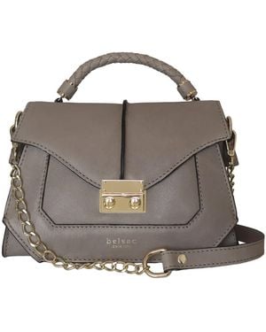 BELYSA Flore, Leather Shoulder Bag - Gray