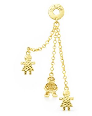 Unaloe Plated Family Charm Chain Earrings – Modern Symbolic Jewellery For - Metallic