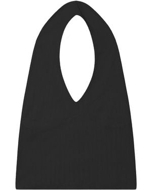 Marianne by Marie Jordane Nico Top – Open-Back Jersey Pointelle Knit - Black