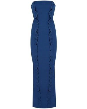 No'design Ruffled Strapless Maxi Dress - Blue