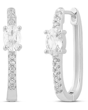 SHYMI Oval Centre Pave Hoops - White