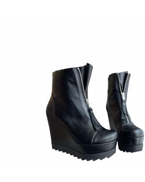 Adrenaline Fashion Handcrafted Leather Wedge Ankle Boots With Zipper – Genuine Leather Designer Handmade Boots - Blue