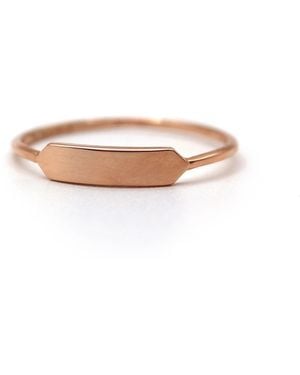 VicStoneNYC Fine Jewelry 14K Tiny Love Tag Stacking Ring - Pink
