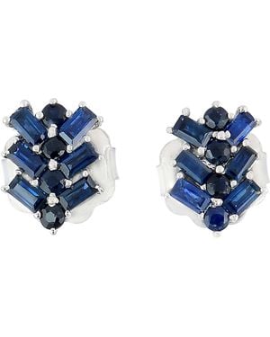 Artisan Sapphire Stud Earrings - Blue