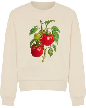 INGMARSON Neutrals Tomato Embroidered Organic Cotton Sweatshirt - White