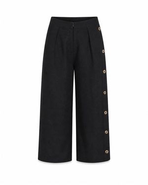 MARICEL Roberta Linen Pants - Black