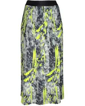 Lalipop Design Abstract Printed Pleated Recycled Fabric Maxi Skirt - Green