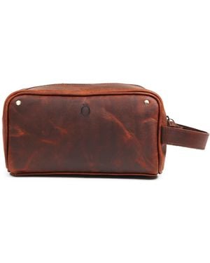 Dötch Leather Leather Cosmetic Bag Dopp Kit - Brown