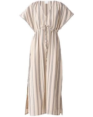 REISTOR Maxi Gathered Dress With Side Slits - Natural
